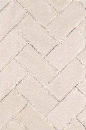 Antique White Handcrafted Herringbone Backsplash Design