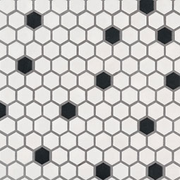 Black And White 1” Hexagon Mosaic Tile 