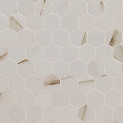 Calacatta Porcelain 2” Hexagon Mosaic Tile