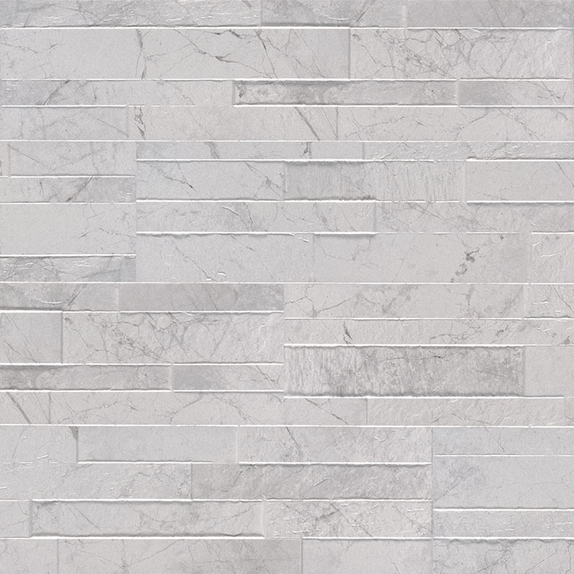 Carrara White Stacked Porcelain Stacked Stone Detail