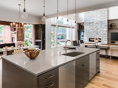 Kitchen with Quartzite countertops