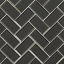 Metallic Gray Bevel Herringbone 8mm