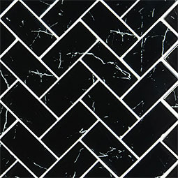 Nero Marquina Glass 2x4 Herringbone