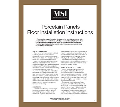 Porcelain Panels Floor Installation Instructions