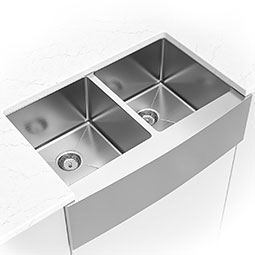 Double Bowl Handcrafted 50/50-3219 double bowl undermount stainless steel kitchen sink