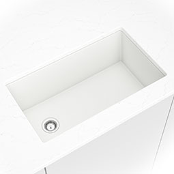 White Quartz Single Bowl 3119 kitchen sink Scene