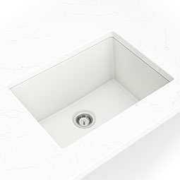 White Quartz Single Bowl 2418 kitchen sink Scene